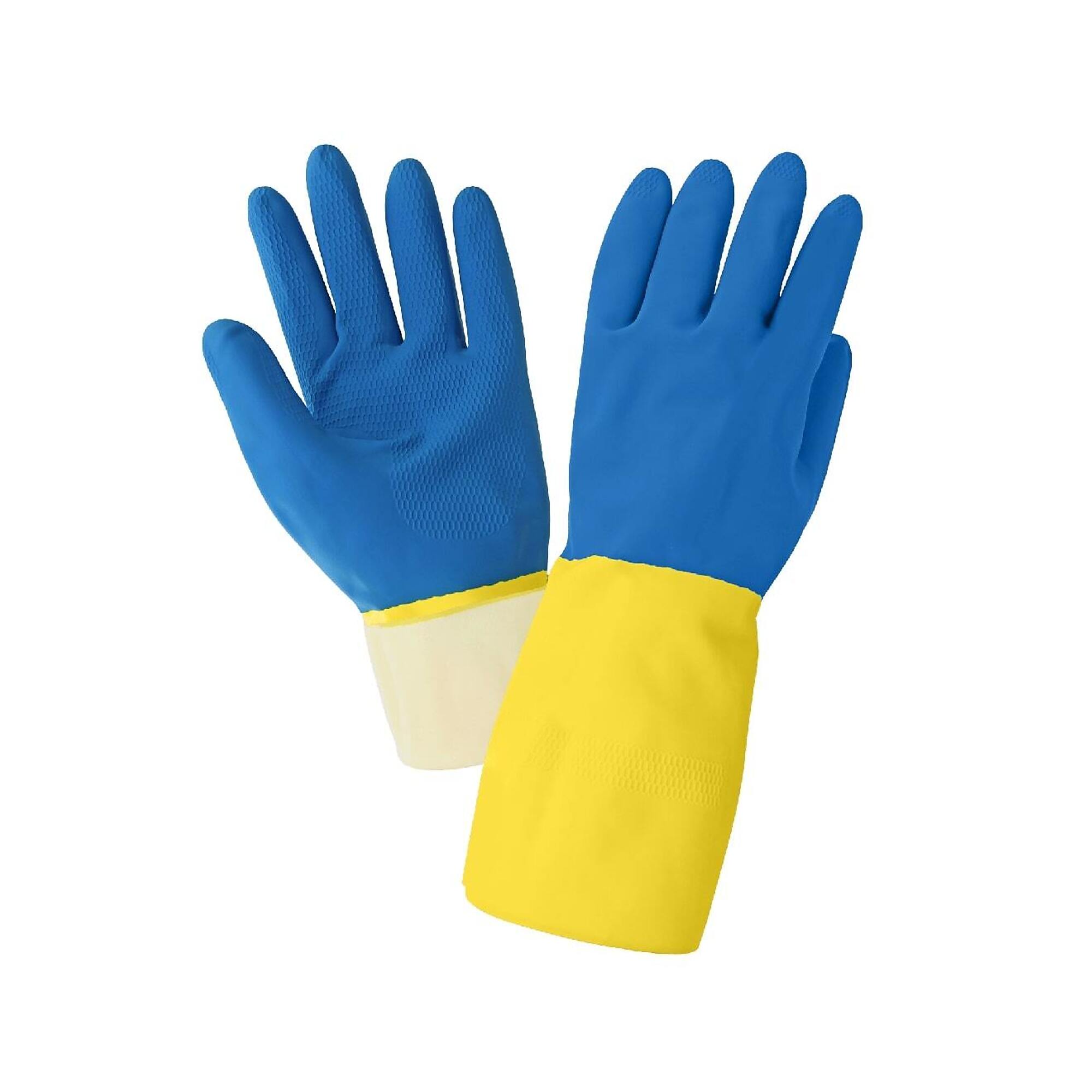 Global Glove 13in, 28-Mil, Flock-Lined Yellow Latex Gloves - 12 Pairs